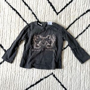 Zara, Mickey/Minnie long sleeve, grey, 12-18m